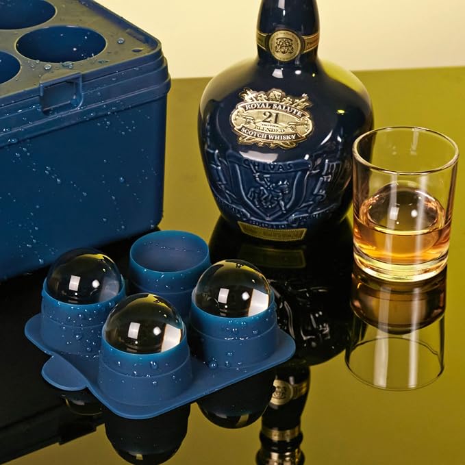 Clear Ice Ball Maker Tray - 2 Inch Ice Cube Maker Mold,4 Cavity Large Clear Ice Ball Silicone Tray, Crystal Clear Ice Sphere Maker Mold for Whiskey and Cocktail