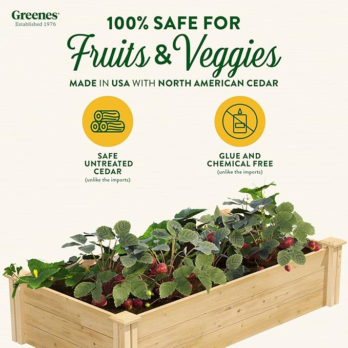 Greenes Fence Original Cedar Raised Garden Bed, 2' x 4' x 10.5" (3-Pack) - Made in USA with North American Cedar