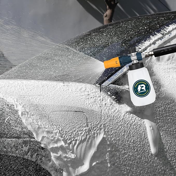 Sooprinse Foam Cannon with 1/4 Inch Quick Connector, Heavy Duty Car Foam Blaster Wide Neck Adjustable Snow Foam Lance for Pressure Washer, 5 Pressure Washer Nozzle Tips, 1 Liter