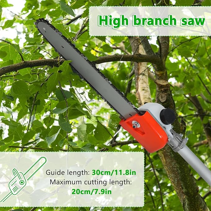 ๐ ๐ข๐ง ๐ Gas Weed Wacker, 52cc 2-Cycle Gas Weed Eater, 2025 Upgraded Weed Eater, 9500rpm High Power String Trimmer, Edger Pole Saw Chainsaw Pruner Brush Cutter for Yard, Garden(US Fast Arrival)