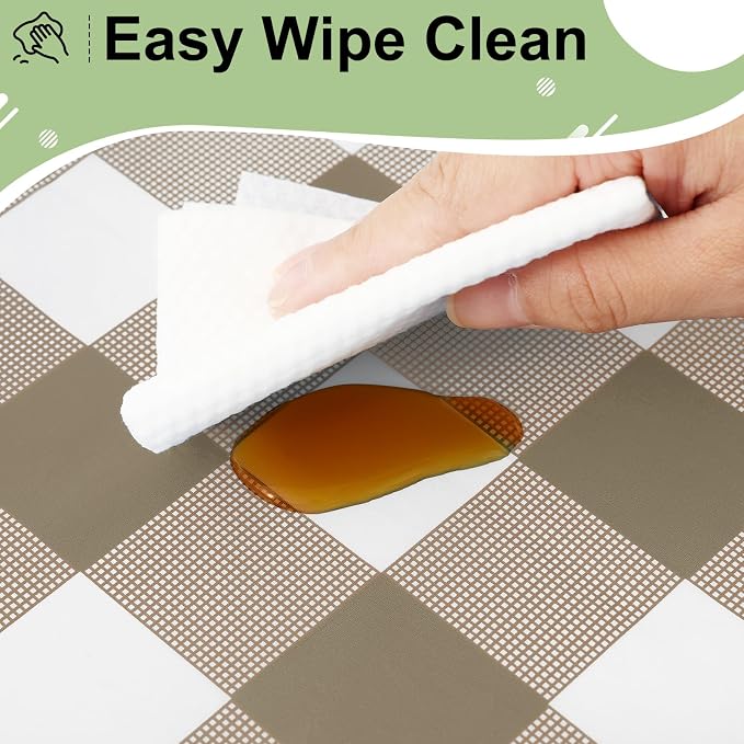 20 Packs Buffalo Disposable Table Cloth, 54 x 108 Inch Waterproof Plastic Tablecloth, Rectangle Khaki and White Checkered Table Covers for Picnic, Birthday, Party, Back to School