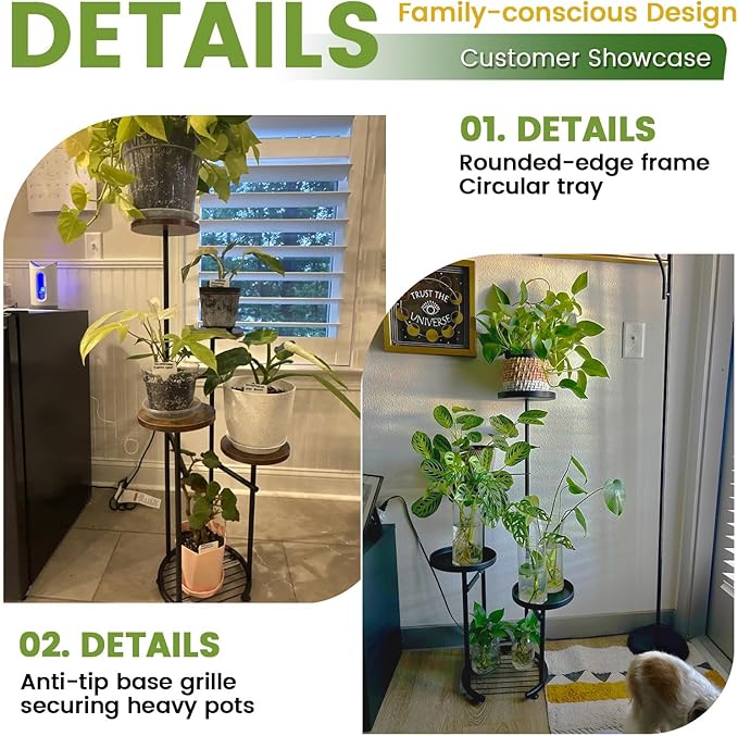 TOSKING 5 Tier Metal Plant Stand Indoor, Plant Shelf, Corner Shelf Flower Pot Stand for Outdoor Plant Stand for Living Room Balcony Garden Patio Bedroom (yellow, 38in)
