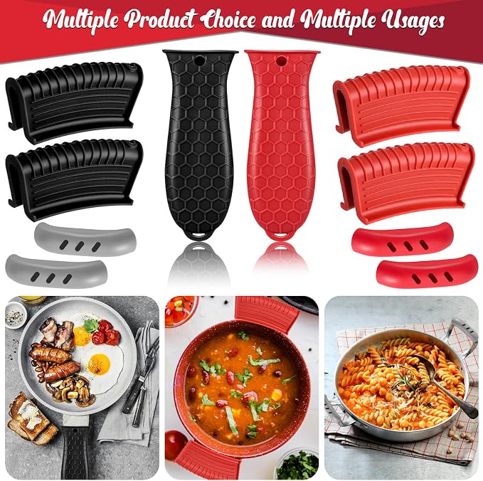 10Pcs Cast Iron Handle Cover, Silicone Pot Holders | Non-Slip Heat Resistant Cast Iron Skillet Covers Potholder for Frying Pans and Griddles Kitchen Supplies under 400℉
