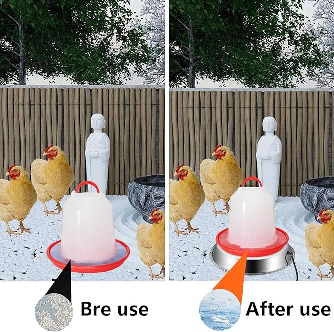 Chicken Water Heater, 35 Watt Metal Heated Base for Chicken Waterer 11.8 inch Poultry Drinker Heater, AC110V Voltage with Thermostat, Winter Poultry coop Water Heater Heating