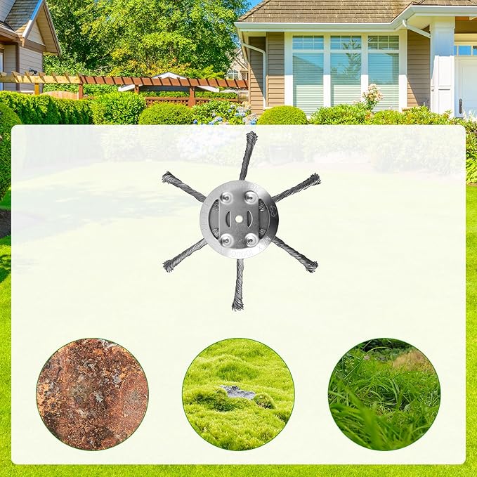 Steel Wire Grass Trimmer Head, 2025 New String Trimmer Replacement Head for Electric Battery Powered Cordless String Trimmer,6 Inch Wired Trimmer Blade for Lawn Mower Tray(2PC,6 Blade)
