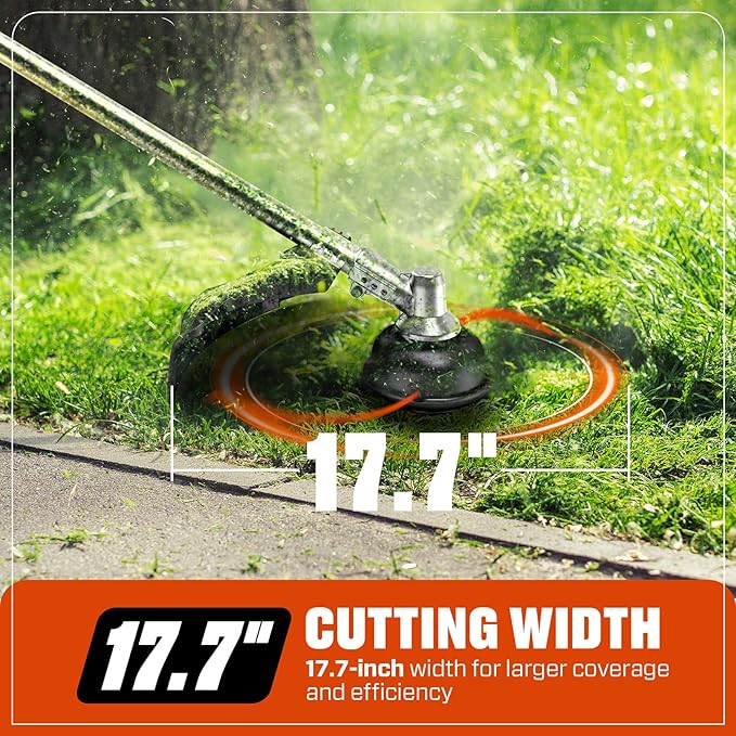 SENIX 17-inch 26.5 cc Gas Weed Wacker, Bump Feed, Straight Shaft, with Shoulder Strap, 4-Cycle Grass String Trimmer