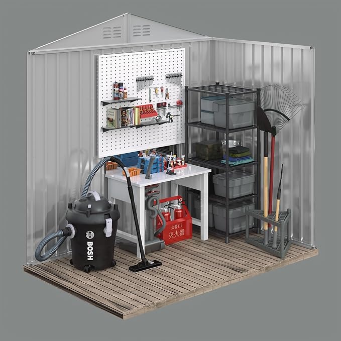 Outdoor Sheds 6FT x 4FT Outdoor Storage, Metal Anti-Corrosion Utility Tool House with Lockable Door & Shutter Vents,Outdoor Waterproof Garden Tool Metal Storage Sheds