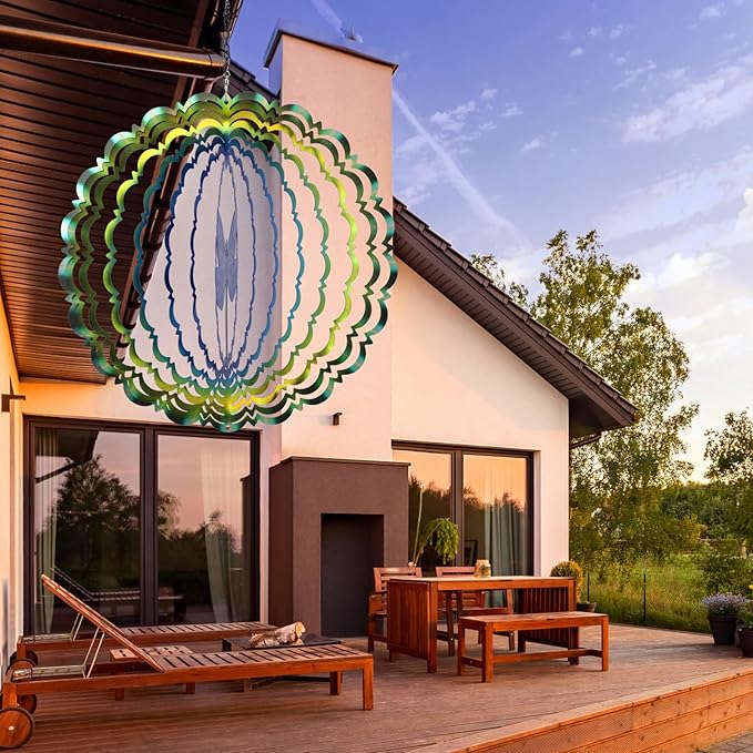Wind Spinners Outdoor Dragonfly - Birthday Gifts for Women Mom Wife Grandma, Hanging Wind Sculptures Wind Spinners, 12 inch 3D Wind Spinner for Garden Decor for Outside, Garden, Patio, Yard, Outdoor