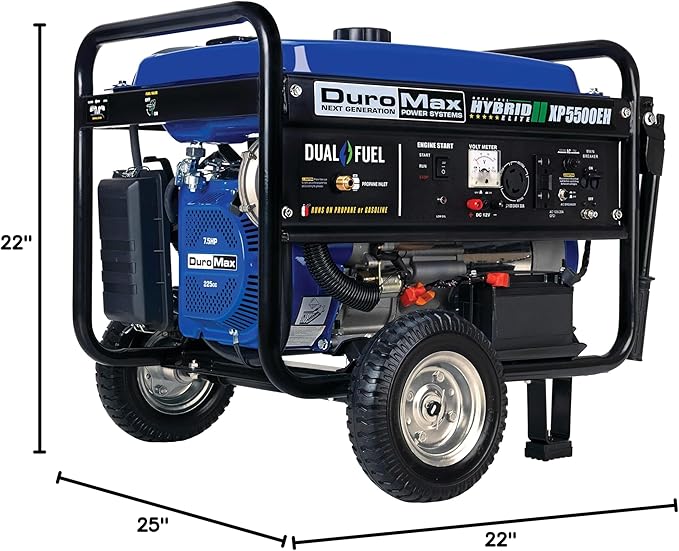 DuroMax XP5500EH 5,500-Watt Dual Fuel Portable Generator - Gas & Propane, Electric Start, RV & Emergency Ready