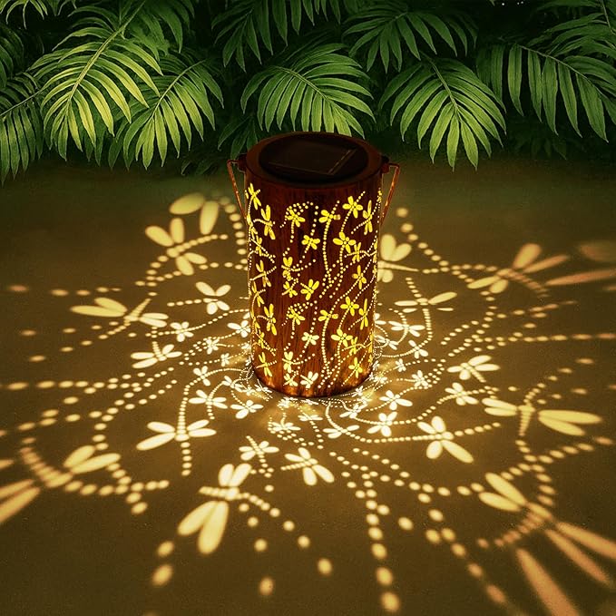 Dragonfly Solar Lights Outdoor Garden, Solar Lanterns Outdoor Waterproof, Led Decorative Garden Lights for Lawn, Landscape, Patio, Porch Hanging Lantern, Birthday Gift for Women, Ladies, Mom, Grandma