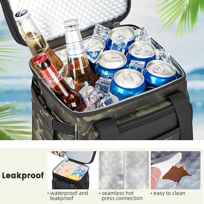 holuxer Insulated Lunch Bag & Lunch Box for Men - Double Deck Reusable Lunch Bag for Women Tote Cooler Bag Leakproof Soft Expandable - Large Lunchbox for Work/Adult/Picnic/Outdoor (Camo,15L)