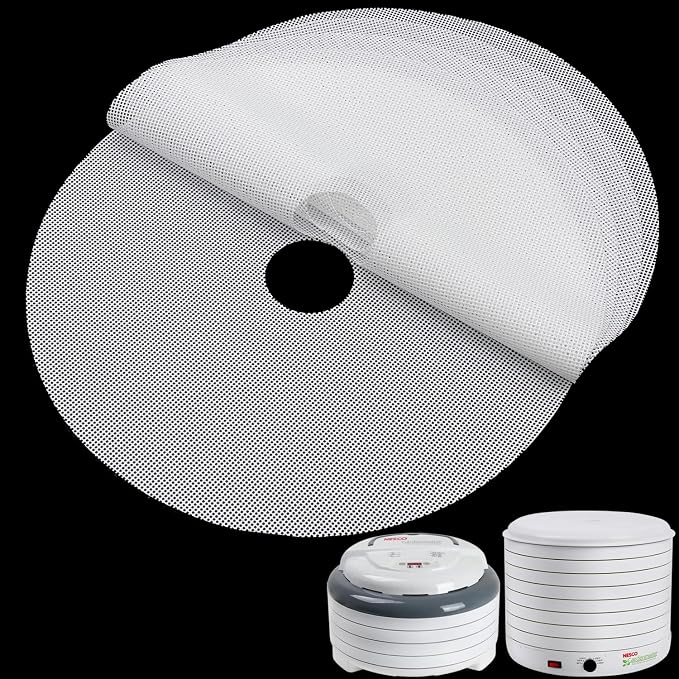 GUCUJI Round Silicone Dehydrator Sheets for NESCO FD-1010 FD-1018A FD-1040 FD-1040P, Non-Stick BPA Free, Pack of 4 (Premium Reusable Food Dehydrator Mesh Mats)