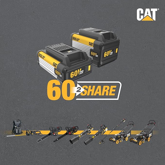 Cat DG610 60V 15” Brushless String Trimmer Cordless with Dual Line Bump Feed Head, Edger with Quick Line Load, Weed Trimmer with ECO Mode for Extended Runtime – Battery & Charger Included