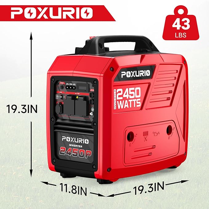 2450 Watt Inverter Generator, 120V Gas Powered Generator Super Quiet, RV Ready/EPA for RV, Camping and Home,Red