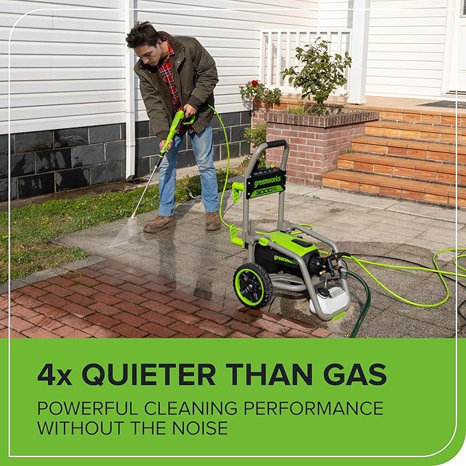 Greenworks Pro Brushless 3000 PSI (CSA Certified) 2.0 GPM Max / 1.1 GPM Electric Pressure Washer (Foldable Handles, Rugged Steel Frame, 25 FT Hose, 35 FT GFCI Power Cord)