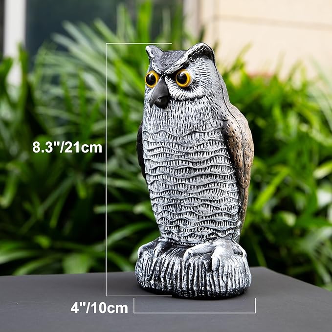 OFFO Bird Scare Devices Plastic Owl Scarecrow for Halloween Decorations Outdoor Garden, Yard, Pool Decoration, 8.3 in Height, Brown and White