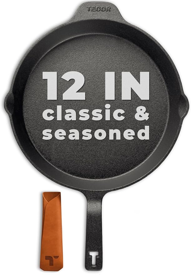 Classic Cast Iron Skillet 12 Inch | No PFAS I German-Engineered | Naturally Non-Stick Cast Iron Pan Set | Oven Safe Skillet | Cast Iron Cookware Set | 20-Year Refund I Steak Pan