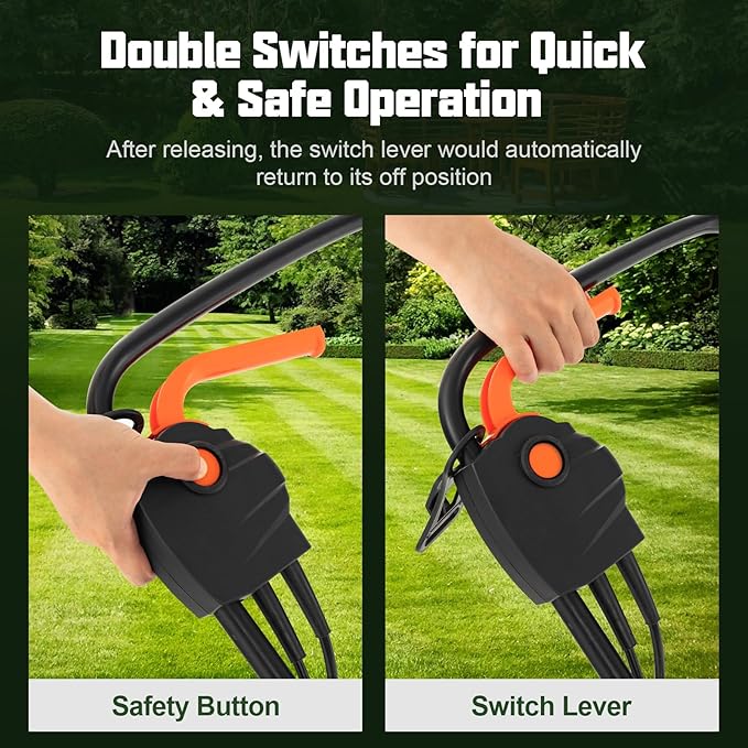 Electric Lawn Mower, 13" Corded Lawnmower with 10 Amp Copper Motor, 6.6-Gallon Grass Collection Box & 3-Position Heights, Push Lawn Mower Electric De-thatcher for Garden & Farmyard (Green)
