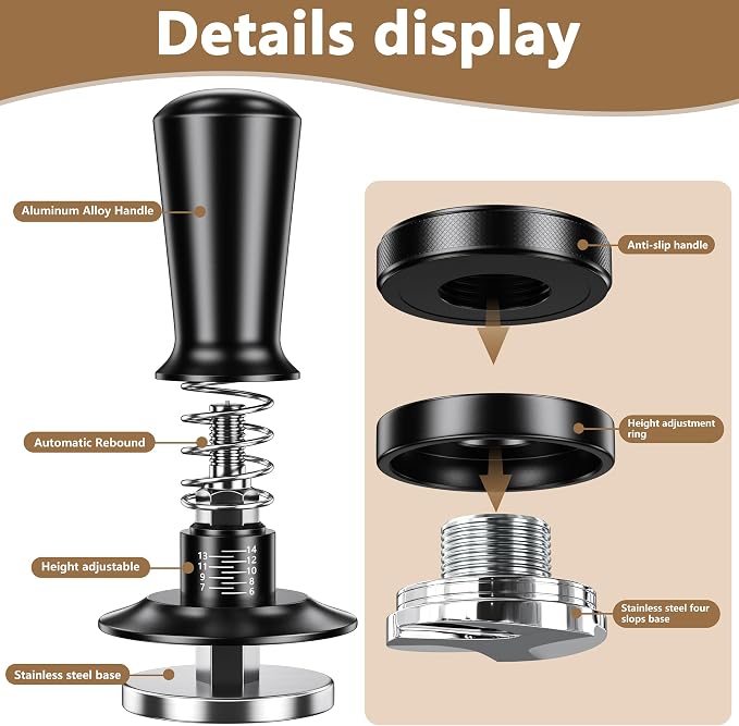 9 Pack Espresso Accessories Kit(Square),54mm Espresso Tool Kit | Espresso Tamping Station | Coffee Distributor Tamper | WDT Tool | Dosing Funnel | Mother's Day Gift for Espresso Lovers