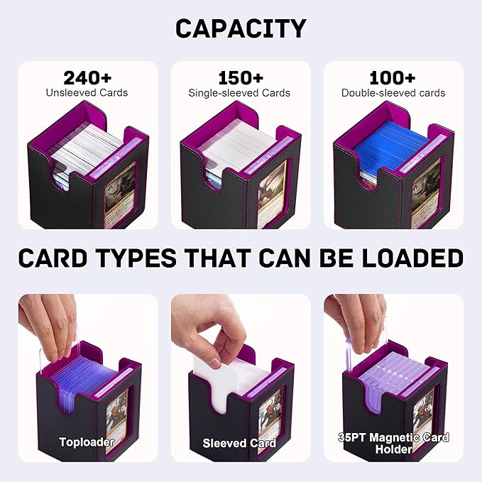 Marsguard Trading Card Deck Box with Commander Display,5 in 1 MTG Storage Holds 400+ Double-Sleeved Cards,4 Deck Boxes & Dice Tray Included,Fits MTG, TCG, PTCG & Sports Cards