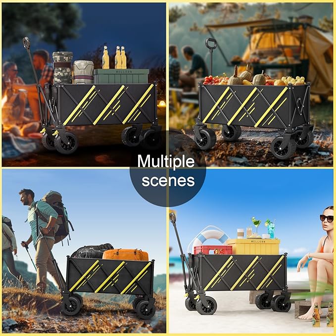 Wagon cart Foldable、Portable cart,Pets carts,with Large All-Terrain Beach Wheels and Drink Holder for Sports, Shopping, Camping