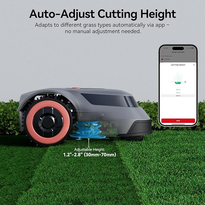 Redkey MGC500 Robot Lawn Mower with 393ft Boundary Wires for 0.12 Acre (1/8 Acre), 45% Slope, 70Mins Runtime, Auto Recharge, Automatic Robotic Lawn Mower w/Precise Location & Breakpoint Detection