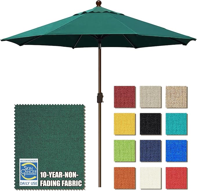 EliteShade USA 10-Year-Non-Fading 10Ft Market Umbrella Patio Umbrella Outdoor Table Umbrella with Ventilation, Forest Green