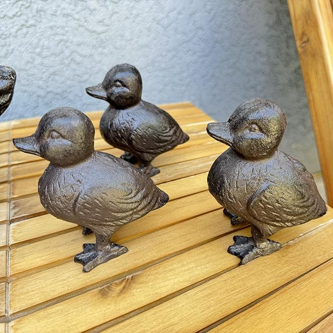 Rust Brown Cast Iron Duck Figurine(3.6" Tall) - Single Piece Vintage Style Decorative Ornament for Home, Garden, Shelf Decor HC6905