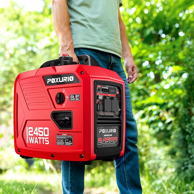 2450 Watt Inverter Generator, 120V Gas Powered Generator Super Quiet, RV Ready/EPA for RV, Camping and Home,Red