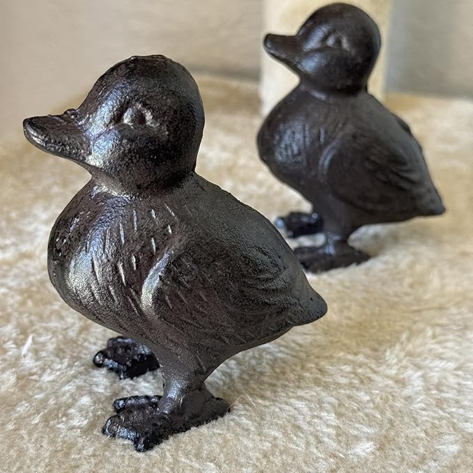 Rust Brown Cast Iron Duck Figurine(3.6" Tall) - Single Piece Vintage Style Decorative Ornament for Home, Garden, Shelf Decor HC6905