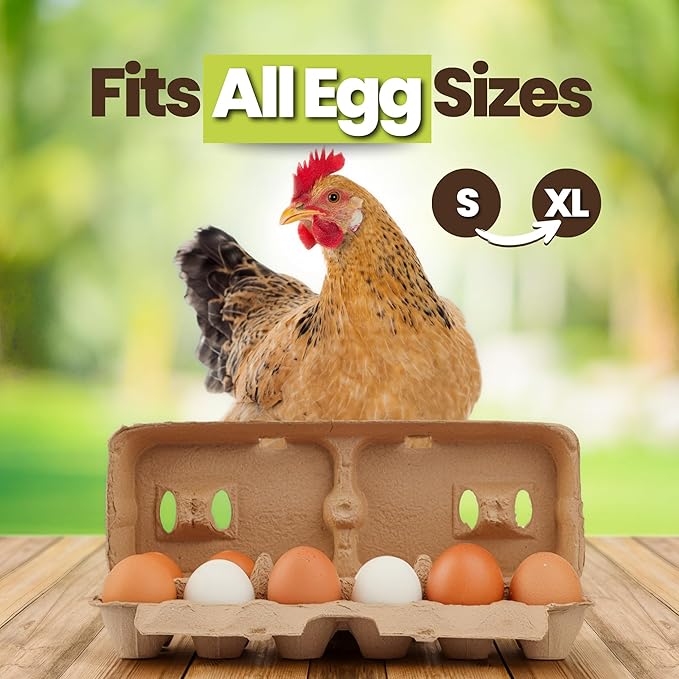 Egg Cartons - Pre Printed Paper Pulp Egg Crate - Reusable Egg Cartons 12 count, Dozen Eggs Containers, Lightweight Storage Crate for Farm Supply (Pack of 200)