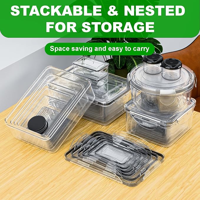 62 Pcs Large Food Storage Containers with Lids Airtight,Total 656OZ(31 Containers &31 Lids), Reusable BPA-Free Plastic Food Container for Kitchen Organization, Leakproof Meal-Prep Containers for Lunch