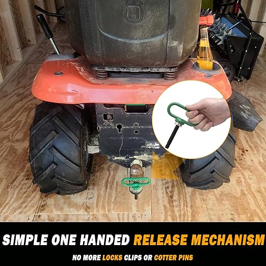 2 Packs Magnetic Hitch Pin, Lawn Mower Trailer Hitch Pins 1/2 Inch with Handle and Clip, Trailer Gate Pin for Mowers, Tractor Truck, Towing Cargo, ATV - Simple One Handed Hook On & Off(Green