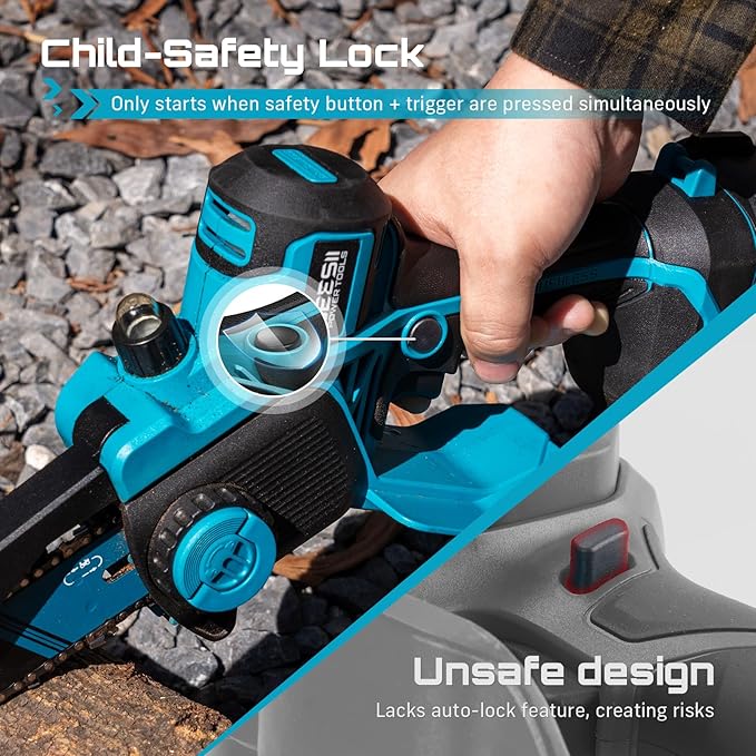 SEESII 8-Inch Cordless Mini Chainsaw, 2025 Upgraded Brushless Motor, Electric Chainsaw with 2×4000mAh Batteries, Tool-Free Chain Tension & Oiler, Handheld Saw for Fast Tree Branch Cutting(M8 Boost)