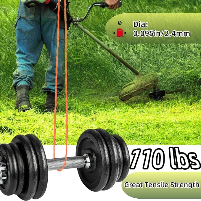 4-Pack 095 Trimmer Line Heavy Duty, Professional Twisted Weed Wacker String for Gas and Electric Grass Trimmer and Brushcutters, Pre-Cut Dual Color 3-section Fast-positioning Twisted Trimmer Line 14FT