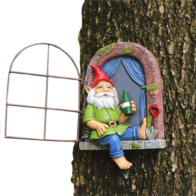 Gnome Tree Hugger, Funny Garden Gnome Resin Statue, Outdoor Ornaments Decor, Whimsical Tree Sculpture Peeker, Patio Yard Lawn Porch Decoration, Halloween Decorations Outdoor Gardening Gifts