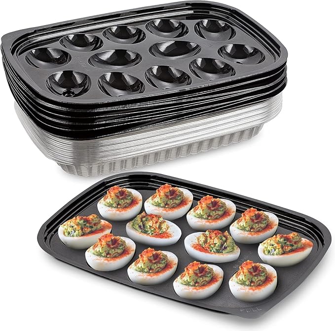 MT Products Clear Plastic Deviled Egg Containers with Lid 10.2" x 7.4" x 1" - Bulk Deviled Platter fits 12 Egg Halves - Case of 328