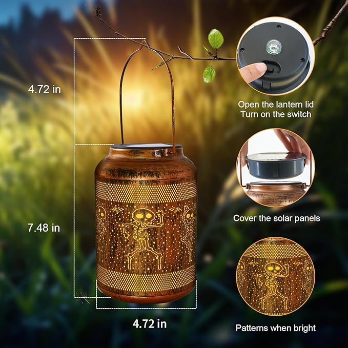 Solar Halloween Decorations Outdoor Lantern , Birthday Gifts for Women, Solar Lights Outdoor Waterproof LED Decorative Garden for Lawn, Landscape, Patio, Porch Hanging Lantern for Ladies, Mom, Grandma