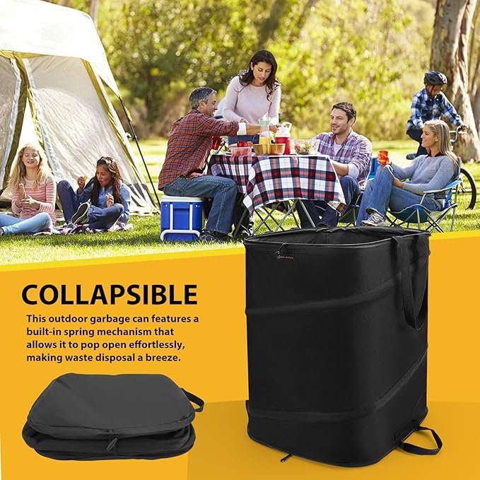 YUDI & GARDEN 46 Gallon Square Collapsible Yard Waste Bin|Collapsible Trash Can|Camping Trash Can, for Collecting Weeds or Yard and Party Waste