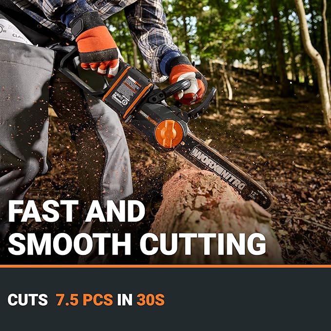 Worx Nitro 20V 12" Cordless Brushless Chainsaw 4.0 Ah Battery and Charger Included WG350