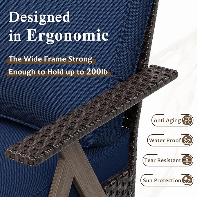 Outdoor Swivel Rocker Chairs Set of 4, Wicker Swivel Patio Chair with Ottomans, Patio Furniture Set for Outside Backyard