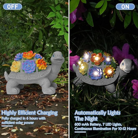 Womens Gifts Solar Turtle Statues for Garden Decor, Outdoor Sculptures for Clearance Lights for Outside Lawn Ornaments Porch Patio Balcony Yard Home - Birthday Easter Gifts for Mom Grandma