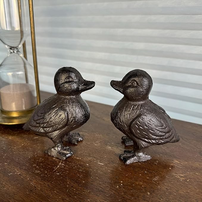 Rust Brown Cast Iron Duck Figurine(3.6" Tall) - Single Piece Vintage Style Decorative Ornament for Home, Garden, Shelf Decor HC6905