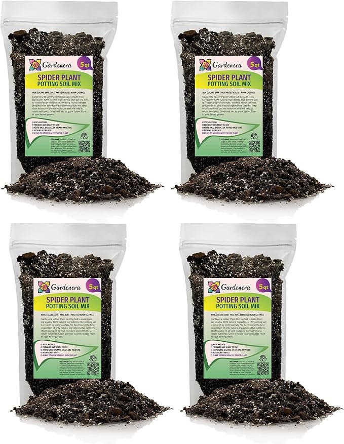 GARDENERA Premium Spider Plant Potting Soil Mix (4 Bags of 5 Quart)