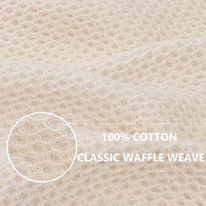 Homaxy 100% Cotton Oversized Waffle Weave Kitchen Towels, 7-Pack, Beige | 20 x 28 Inches, Ultra Soft Absorbent Dish Towels, Quick Drying Large Cleaning Towels