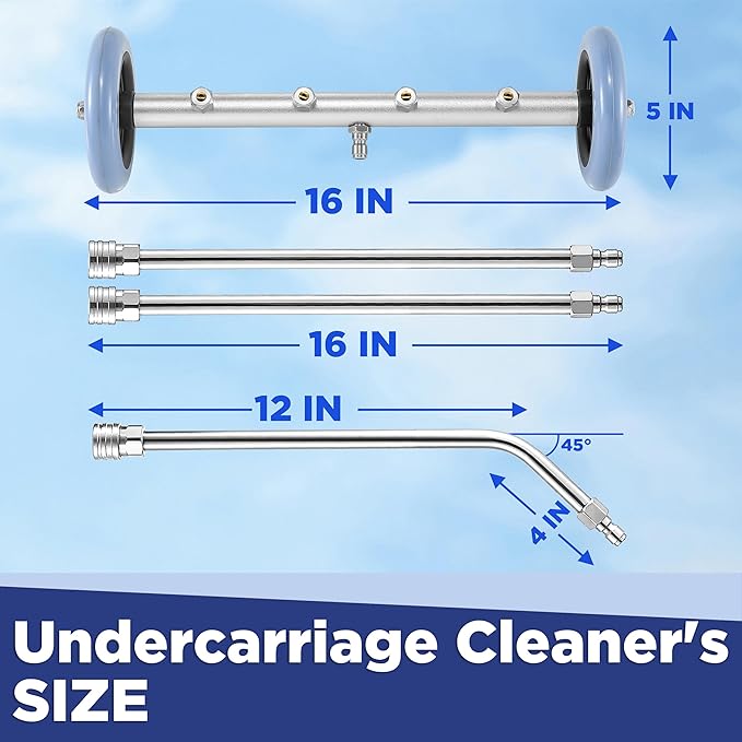 RIDGE WASHER Pressure Washer Undercarriage Cleaner, 16 Inch Undercarriage Washer with Foam Cannon, Under Car Cleaner with Straight Extension Wand, 4000 PSI