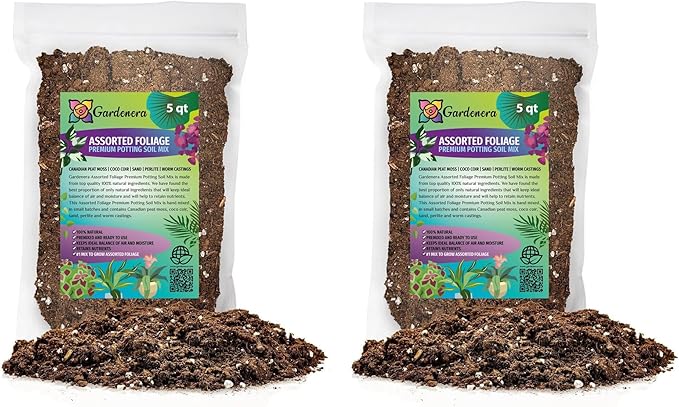 Gardenera Assorted Foliage Potting Soil - All-Natural Blend for Thriving Diverse Foliage Displays - Enhances Nutrient Uptake - 10 Quart