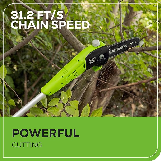 Greenworks 40V 8-Inch Cordless Polesaw, 2.0Ah Battery and Charger Included PS40B210