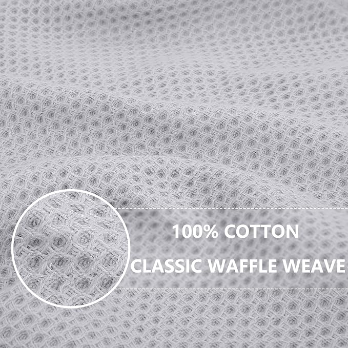 Homaxy 100% Cotton Waffle Weave Kitchen Dish Cloths, 7-Pack, Light Gray | 12 x 12 Inches, Ultra Soft Absorbent Dish Towels, Quick Drying Dish Rags with Hanging Loop