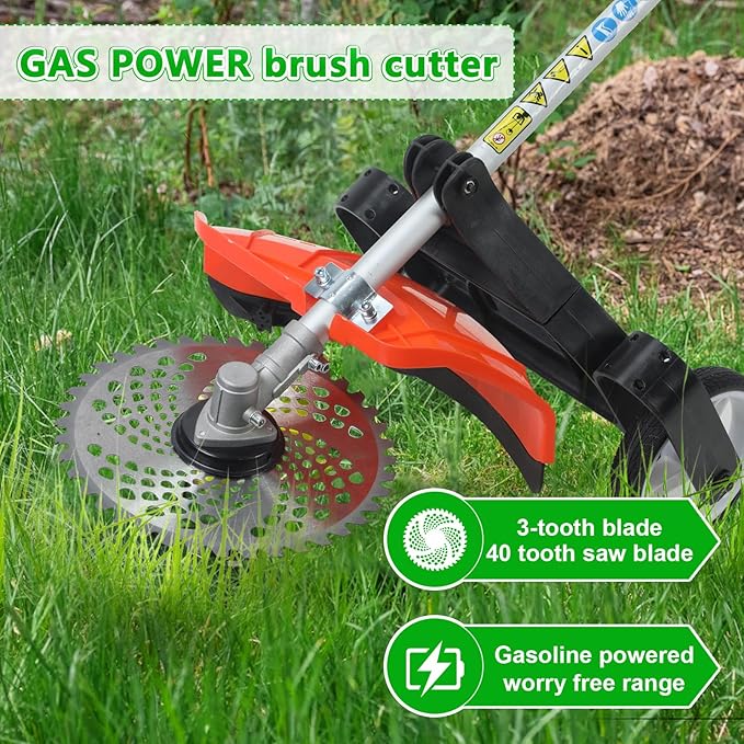 ๐ ๐ข๐ง ๐ Gas Weed Wacker, 52cc 2-Cycle Gas Weed Eater, 2025 Upgraded Weed Eater, 9500rpm High Power String Trimmer, Edger Pole Saw Chainsaw Pruner Brush Cutter for Yard, Garden(US Fast Arrival)